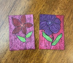 ACEO Original Acrylic Flower Paintings (Set Of 2) 2.5 x 3.5 ~ Bloom’n 1 & 2