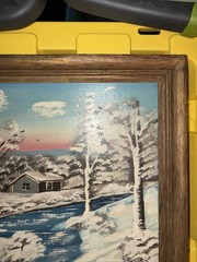 R Hart, Blind artist, oil painting, Bridge Street Phoenixville Country Scene