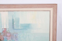 Mid-Century Abstract Oil Painting By Chirard? With Wooden Frame