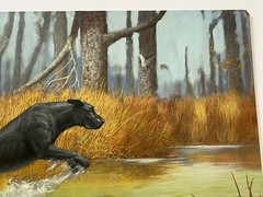 Russell Johnson Painting Wildlife Landscape Hunting Dog Realism Vintage LARGE
