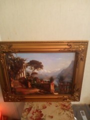Stunning Italian Villa Lake Como Amalfi Coast Oil Painting Vintage