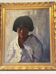 Antique Indian Portrait Painting American Tribal Listed John Christopher Smith