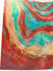 Original Oil Pastel Painting Rainbow Mountain With Snow Peak 5×7 by Alisa Maksy