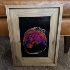 3-D 3D Original OOAK Iridescent Rainbow Fluid Art w/Glasses Resin Finish ~12×15”