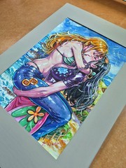 Original Anime Painting A4 Nami Nico Robin One Piece Female Women Fan Art Manga