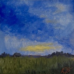 Eric Stacy Signed Small Impressionist Landscape Sky Painting, Nature