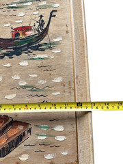 Pair Vintage MCM Venice Gondola Paintings on Burlap Signed ANTON Framed Italy