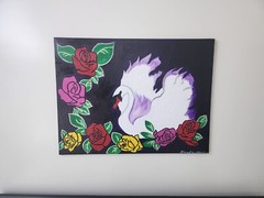 „Swan Lake“ 40×30 abstract acrylic painting on canvas original