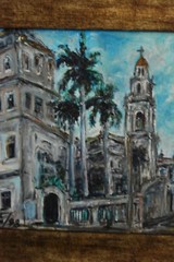 FRAMED SIGNED ORIGINAL OIL VIEW OLD COLONIAL TRINIDAD, CUBA ARTIST: HECTO VIDAL