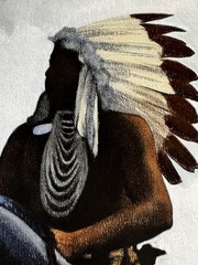 Daryl Desmond 1980 Original Pastel Painting Native American CHIEF HORSE CLOUD