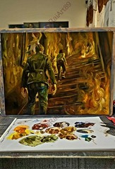 Silent Hill 2 James & Angela Inferno Oil Painting 12×16 Signed By Artist