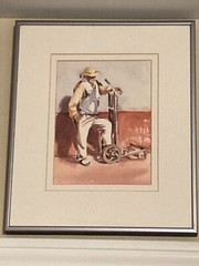 ORIGINAL WATERCOLOR Painting Signed Mexico Worker Mexican