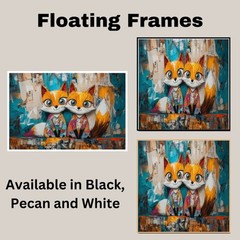 Foxes in Pajamas for Kids Room Decor Flat Rolled, Framed or Wrapped Canvas
