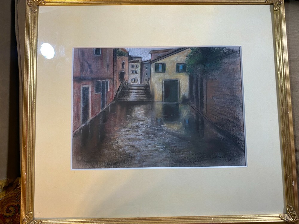 Alessandro (Sandro) Diania (1937 -2017) „Acque Alta Calle…..“ Pastel Painting