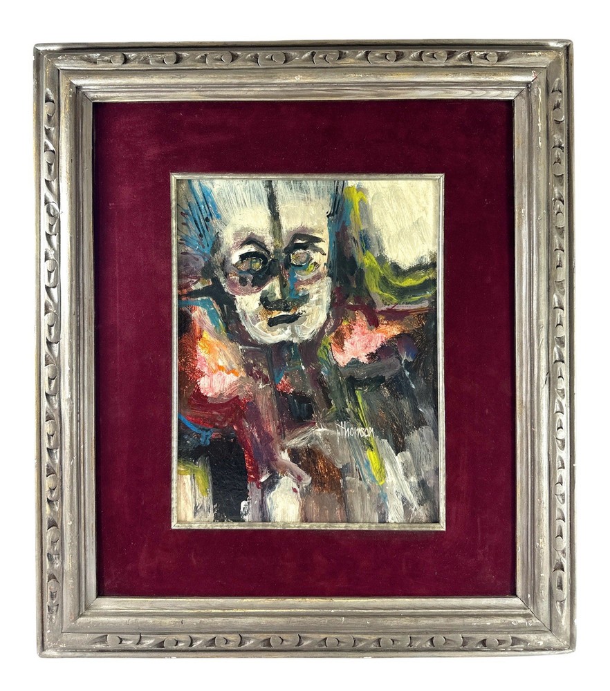 Signed Thompson Expressionist Portrait Oil Painting Framed Original 21×24