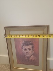 Martha Moore Unfinished Portrait JFK John F. Kennedy Vintage Signed Print Framed
