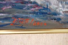 FRAMED ORIGINAL OIL VIEW OF COLONIAL SANTIAGO, ORIENTE, CUBA ARTIST: HECTO VIDAL