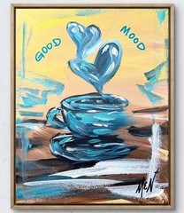 Maria Art LOVE COFFEE 8×10 Canvas Original Abstract Expression Kitchen Wall Deco