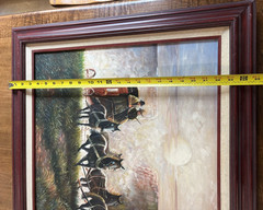 Vtg Stagecoach & Horses Oil Painting Signed Walter Framed & Matted 25×29 Western