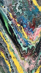 FLUID ACRYLIC ABSTRACT POURED PAINTING 10 x 20 X 1.5 Inches – RICKY MARTIN EBSQ