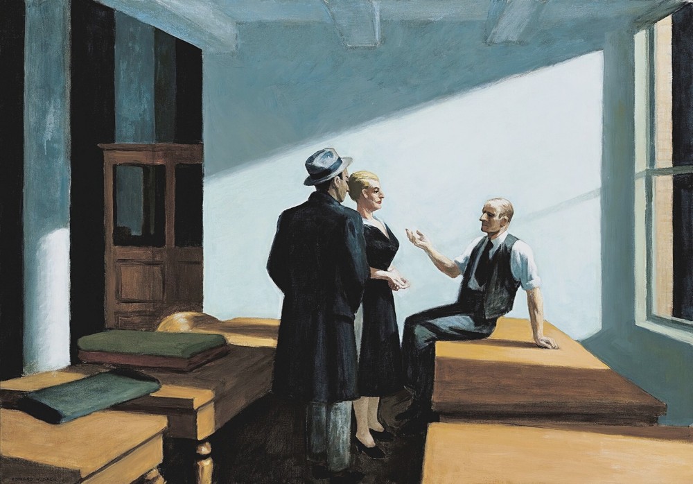 Conference at Night Painting by Edward Hopper Reproduction