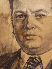 Henri Saada (1906-1976) Charcoal Drawing Orientalism Graphic Self Portrait? Maroc