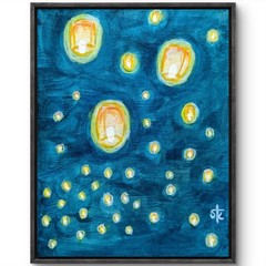 Original Painting 8×10 Celebration Acrylic Canvas Impressionist Lanterns Home