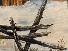 16 x 20 Original Oil Painting on Canvas…….“Winter Barn with Silo“