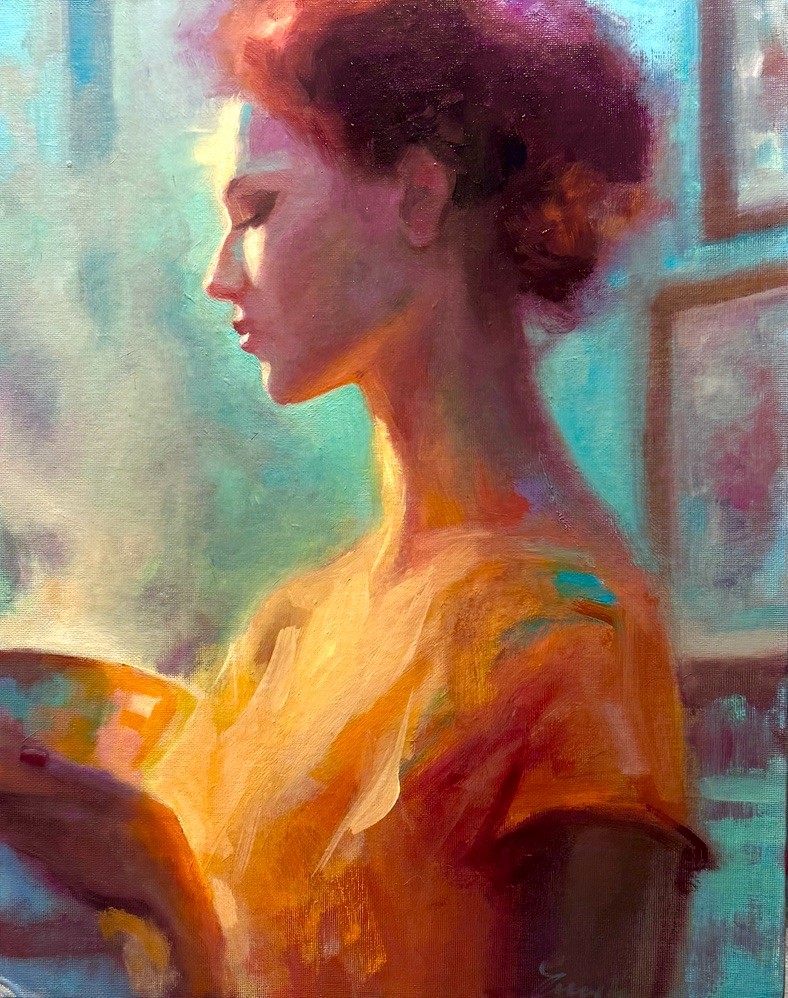 Fantasy Woman Oil Painting Original Figurative Art, Custom Portrait 20×16