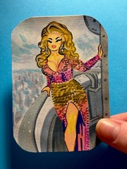 ACEO Original Pinup Jimbo Drag Queen Acrylic on Paper 2.5×3.5 by BrieMcDoodles