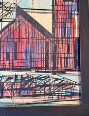 1967 Magnus Engstrom Listed Sweden Cubist Abstract Art Oil Painting Vtg Rare Mcm