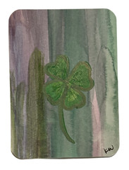ACEO Original Art Lucky Four Leaf Clover OOAK by Kazzerit