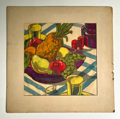 Antique Watercolor Painting ‚Breakfast Table‘ by Hazel Frazee, Chicago, IL