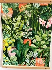 Plants painted in Acrylic on canvas – 16″ x 20″- Wood & leather frame