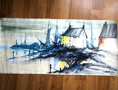 North Jutland Denmark Nordjylland 1974 Oil painting art on canvas 100×47 cm