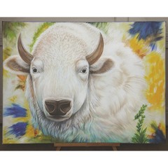 White Buffalo Original Acrylic Painting Huge Canvas 30 by 40 inches