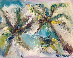 Palm Trees, Original Oil Painting, Beach Home Decor, Coastal Art