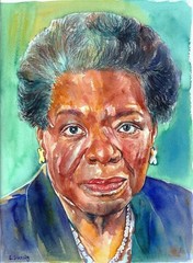 Maya Angelou Portrait – Original Handmade Watercolor Painting, Literary Icon
