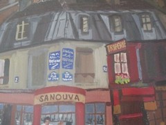 PARIS PAINTING 1954 EXHIBITED SAN FRANCISCO MUSUEM OF ART STREET SCENE MODERNIST