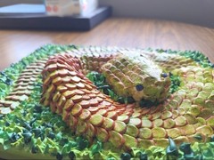 Handmade Clay Snake On Canvas Reptile Acrylic Paint