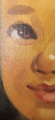 Vintage Oil Child Portrait – Signed Stone – Indigenous Style – 12×16 Canvas