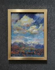 Cloudy Sky Original Painting Landscape Impressionism 9×12 Framd Signed Max Kravt