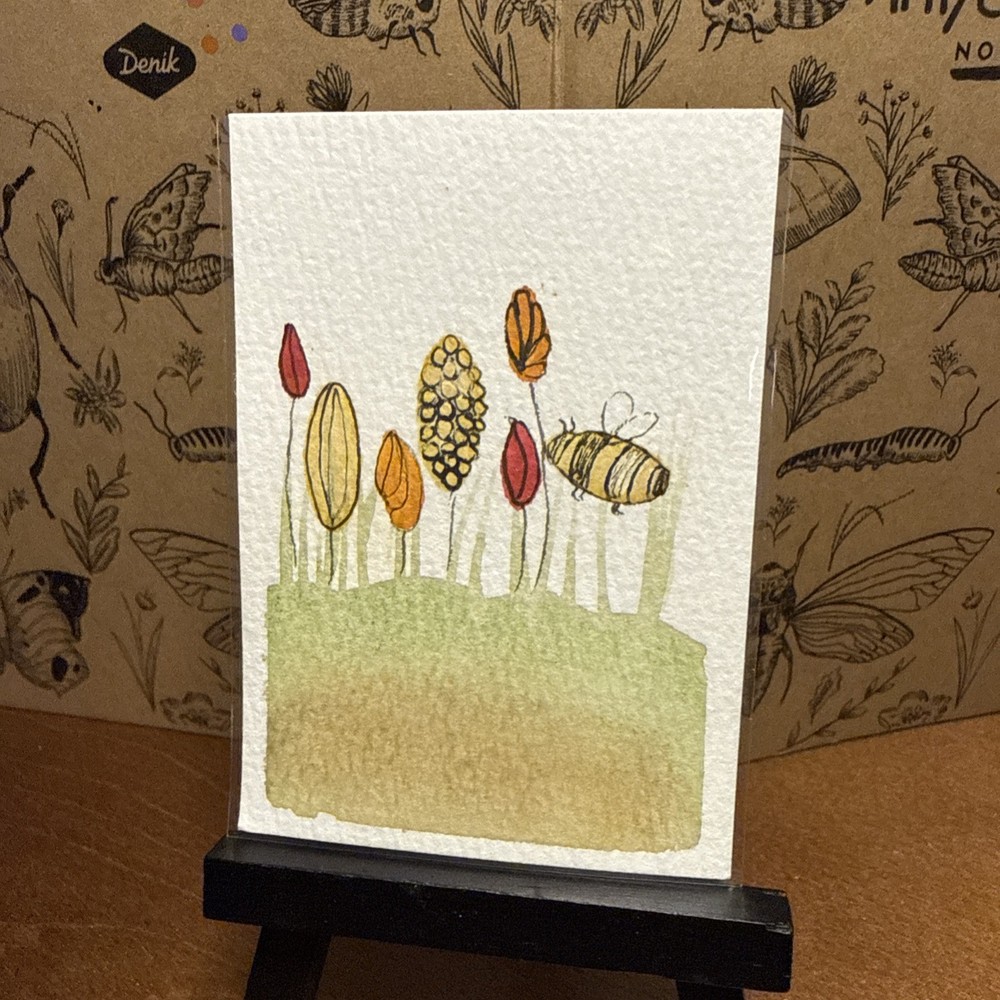 Original ACEO Watercolor Painting – Wild Flower art Nature mini art flower card