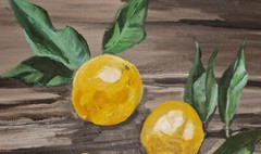 Original oil painting lemons kitchen artwork food fruits nature art 12×16″