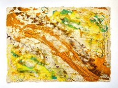 River Running Original Art Encaustic Wax Abstract Landscape Painting 13×9.5in