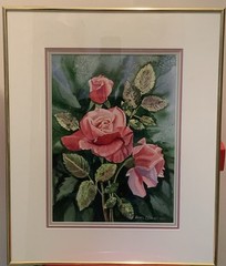 EMEL DONER ORIGINAL FLORAL WATERCOLOR, FRAMED! MATTED! SIGNED! DATED!