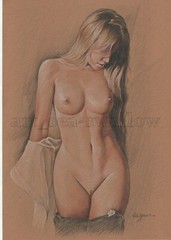 Original drawing A4 Art Colored Pencil painting Beautiful girl on kraft paper 03