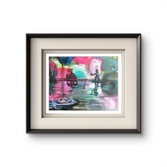Fishing At The Park Contemporary Expressionist Original Painting 11×14