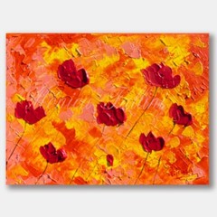 Red Poppies painting original art 9 x 12 inches by Fallini