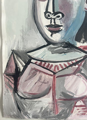 Picasso Pablo Original Painting Style Art Woman Girl Hat Spanish Art Signed X12